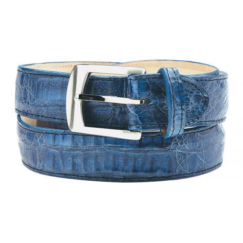 Belvedere "Fabrizio II" Blue Jean All-Over Genuine Crocodile Belt 903